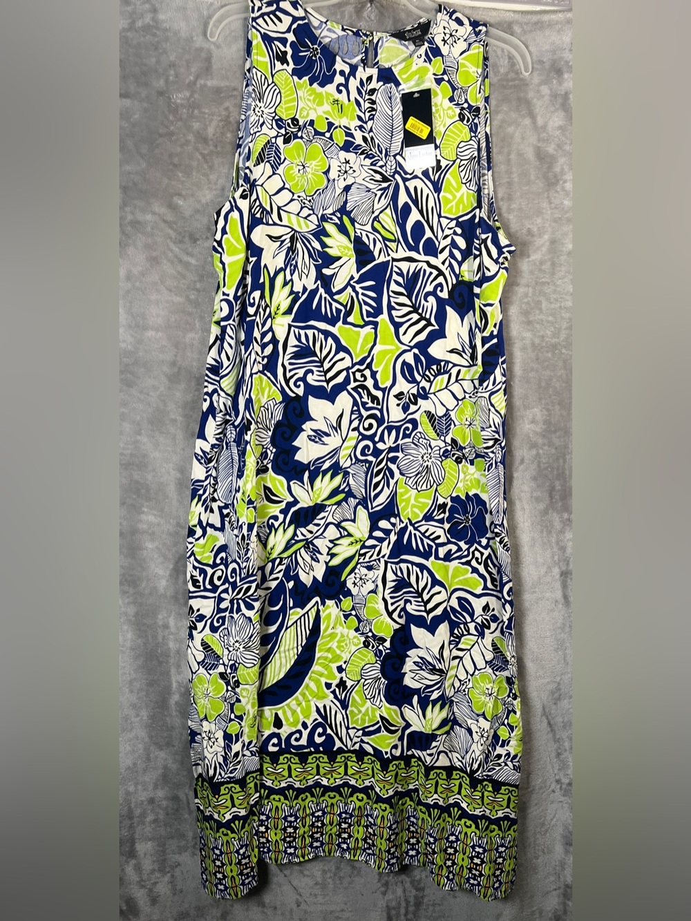 Investments Navy, Lime & White Floral Maxi Dress